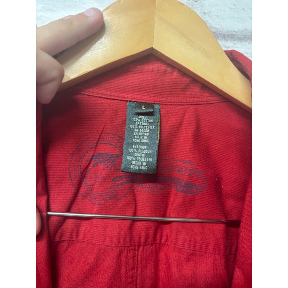 Ralph Lauren Dry Goods Shirt Size Large Red Camp Fishing Top Utility Elbow Patch - Picture 5 of 6